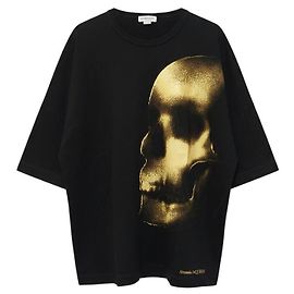 Alexander Mcqueen Herren T-Shirt mit schwarzem Totenkopf-Print Schwarz