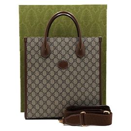 Gucci Interlocking GG Canvas Tote and Shoulder Bag Brown