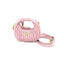 Miu Miu Borsa Wander Matelasse Nappa Micro Hobo Borsa a Tracolla e Borsa a Spalla Rosa