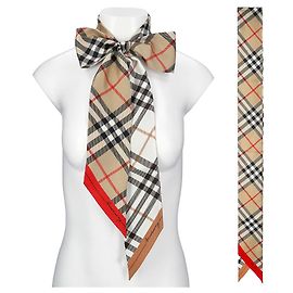 Burberry Sciarpa Skinny in Seta a Quadri Multicolore