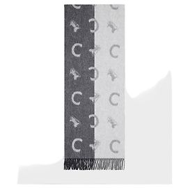 Céline Cachecol de lã e cashmere bicolor Grey White Marrom