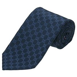 Gucci Corbata de seda con estampado GG Navy Azul