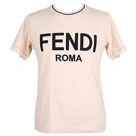 Fendi T-Shirt mit besticktem Logo für Damen Pink