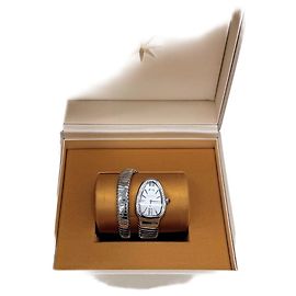 Bulgari Reloj Serpenti Tubogas con bisel de diamantes Plata Plata