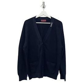Gucci Cardigã de seda e algodão com intarsia Azul