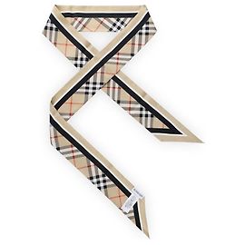 Burberry Pañuelo de seda a cuadros para mujer (Sand) Castaño