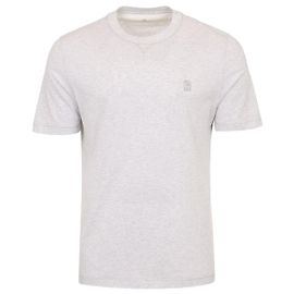 Brunello Cucinelli T-Shirt mit Rundhalsausschnitt und gesticktem Logo Braun