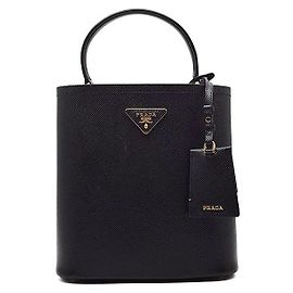 Prada Saffiano-Panel-Tote und Schultertasche Schwarz