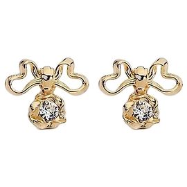 Louis Vuitton Brincos de laço twist metal com acabamento dourado e cristal Dourado
