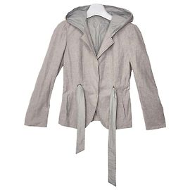 Brunello Cucinelli Belted Wool Blazer Size Gray Brown