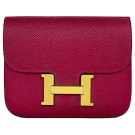 Hermès Portafoglio Constance Burgundy Rosa