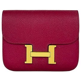 Hermès Portefeuille Constance Burgundy Rose