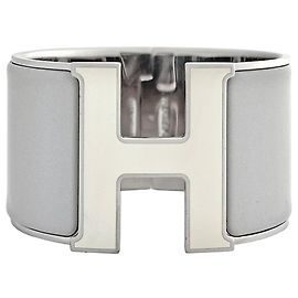 Hermès Pulsera Click Clack White Silver Castaño