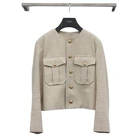Céline Crop Military Wool Jacket White