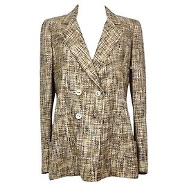 Chanel Tweed Blazer Jacket Brown