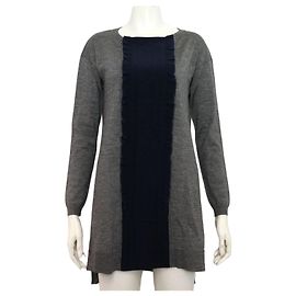 Miu Miu Vestido de lã com folhos cinzento para mulheres Marrom
