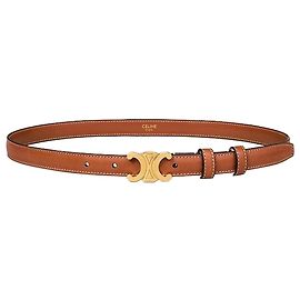 Céline Cinturón Triomphe en piel de becerro natural Tan Castaño