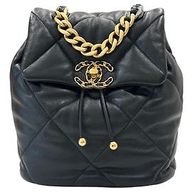 Chanel Backpack Lambskin Gold Golden
