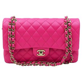Chanel Bolsa Medium Flap Classic Caviar Rosa Rosa