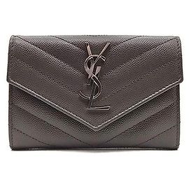 Saint Laurent Monogram Envelope Card Holder Brown