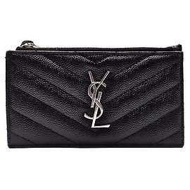 Saint Laurent Monogram Zip Card Holder Black