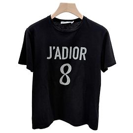 Dior Baumwoll-Leinen Kurzarm T-Shirt für Damen Schwarz Schwarz