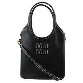 Miu Miu Mini borsa tote in pelle nera Nero
