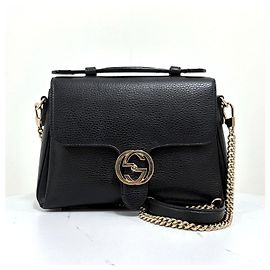 Gucci Bolsa de Ombro com Corrente e Alça de Mão Interlocking Preta Preto