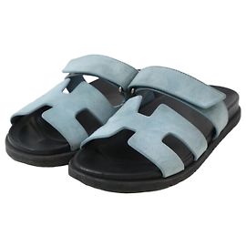 Hermès Sandales Sifre Suede Blue Celeste Bleu