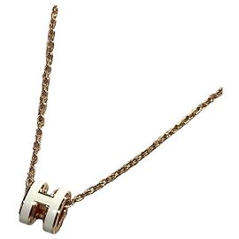 Hermès Colar Pop Mini Rose Gold Blanc Rosa