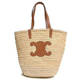Céline Raffia Triumph Panier Large Marrom