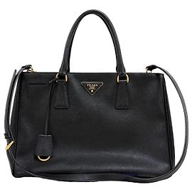 Prada Saffiano Lux Tote Bag Black Black