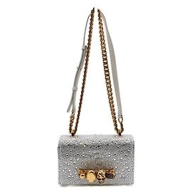 Alexander Mcqueen Mini borsa a tracolla satchel con paillettes e cristalli e catena dorata Multicolore
