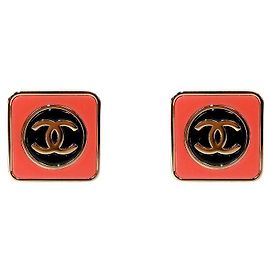 Chanel CC Quadratische Stecker-Ohrringe in Rosa Pink