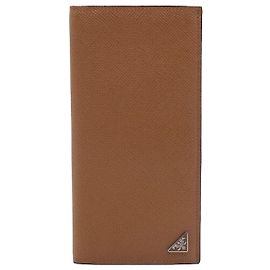 Prada Saffiano Leather Long Wallet with Metal Logo Blue