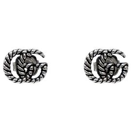 Gucci Double Chain Silver Earrings Silvery