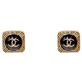Chanel Square CC Ohrringe Schwarz