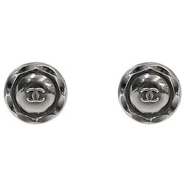 Chanel Orecchini rotondi CC Metallic Silver Argento
