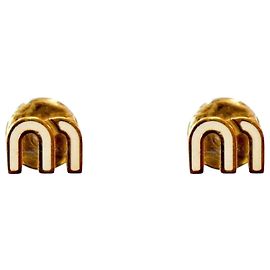 Miu Miu Brincos de ouro e esmalte marfim Branco