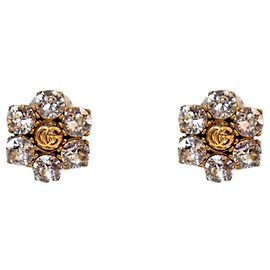 Gucci Crystal Double Gold Ohrringe Golden