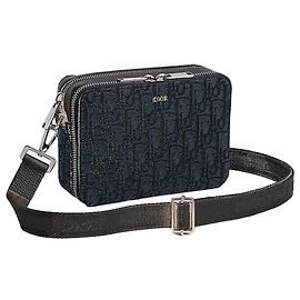 Dior Strap Zipper Pouch Black Oblique Jacquard Black