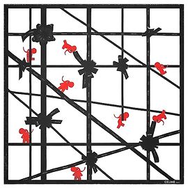 Céline Square Elephant Silk Twill Optic White/Red/Black Rosso