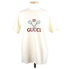 Gucci Besticktes Tennis T-Shirt mit kurzen Ärmeln Weiß