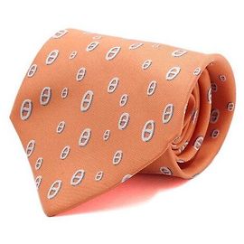 Hermès Chaîne d'Ancre Orange Sandal Logo Silk Tie Orange