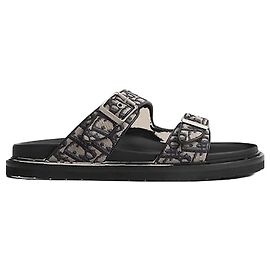 Dior Sandales Aqua Beige Black Oblique Jacquard Marron