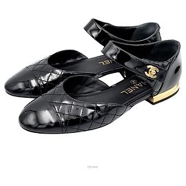 Chanel Patent Mary Jane Flats Black