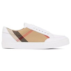 Burberry Sapatilhas de couro e xadrez Laranja