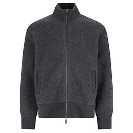 Thom Browne Wool Fleece Funnel Neck Zip-Up Jacket Brown