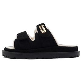 Black Suede Dioract Mule Women Sandals Slippers Black