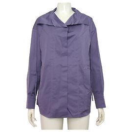 Hermès Camisa feminina de algodão com gola drapeada Roxo
